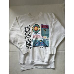 Miller Vtg  Summer Palm Tree Beach Water 80s‎ Crewneck Sweatshirt Mens Size M